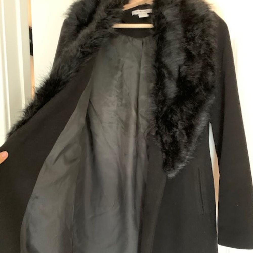 Long Black Coat with Faux Fur